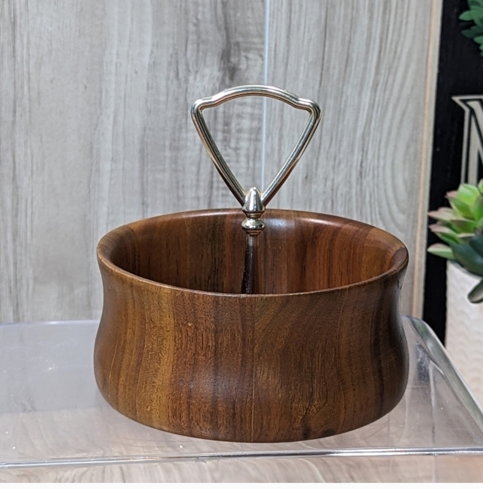 Heirloom Mixed Nuts Bowl Server American Walnut Gold Handle
